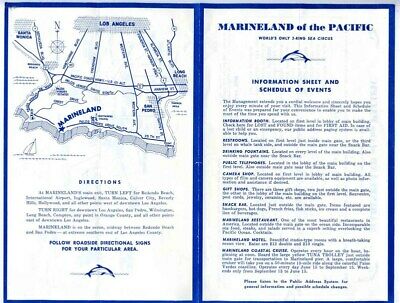 1960 Marineland of the Pacific Information Sheet & Schedule of Events